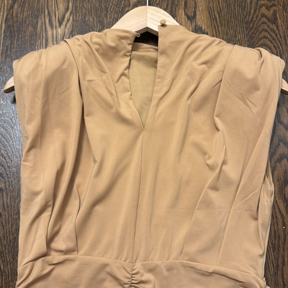 Tan Ruched Dress - Picture 7 of 8